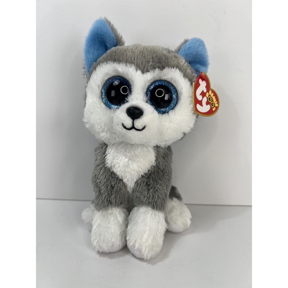 Ty Beanie Boos Slush Husky Kids 6" Grey White NEW Glitter Eyes Plush Dog 36006